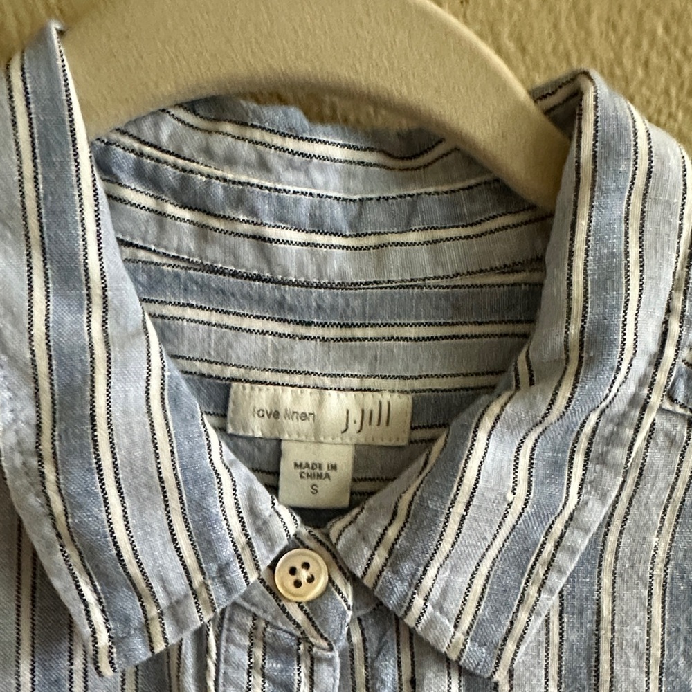 J. Jill Light Blue Striped Shirt Dress - Picture 2 of 7